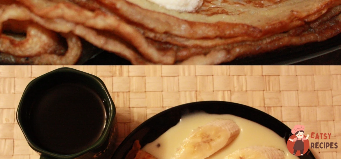 Млинці на молоці зі згущеним молоком і бананами
