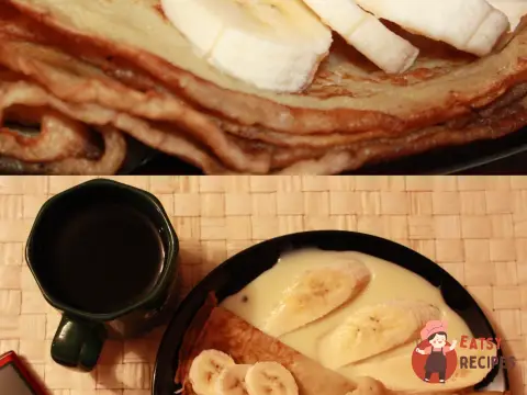 Млинці на молоці зі згущеним молоком і бананами