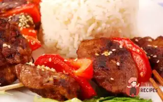 Свинячі Шашлики З Червоними Перцями Та Ананасовим Рисом