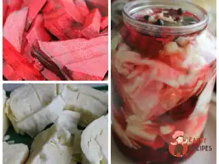 Маринована капуста з буряком лепесток