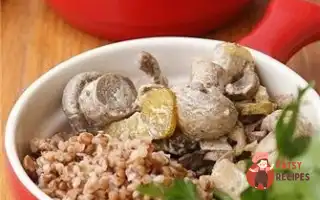 Телячі Бруньки З Грибами У Сметанному Соусі