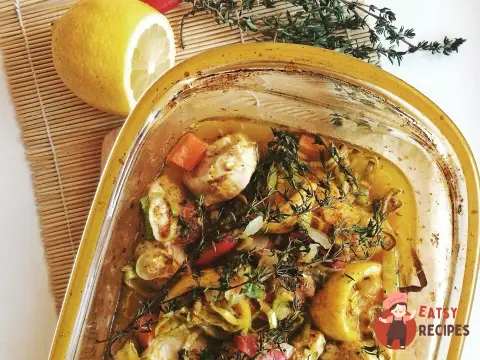 Куряче філе в лимонному соку з овочами та чебрецем