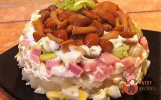 Салат З Маринованими Опеньками Та Шинкою