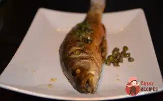 Сибас, Запечений З Каперсами Та Зеленою Часниковою Олією