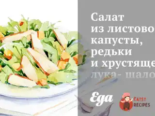 Салат з листової капусти, редьки та хрусткої цибулі-шалоту