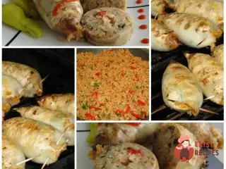 Кальмари з рисом на грилі