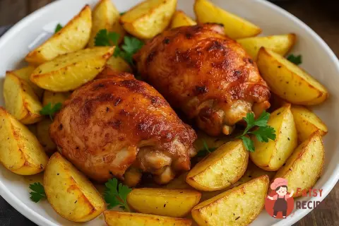 Запечена картопля з куркою та часником по-селянськи