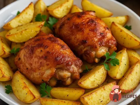 Запечена картопля з куркою та часником по-селянськи