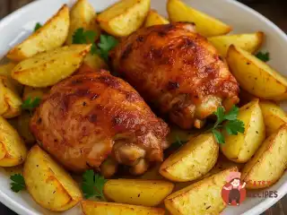 Запечена картопля з куркою та часником по-селянськи