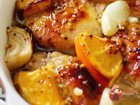 Курка в медово-гірчичному маринаді з апельсинами