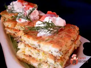 Флан із кабачків із кремом із форелі