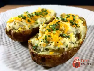 Печену картопля з грибами та шпинатом