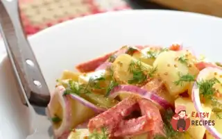 Картопляний Салат Із Карамелізованою Цибулею Та Лимонним Майонезом