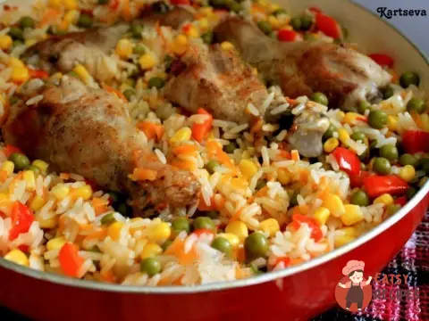 Курка з рисом та овочами по-каталонськи