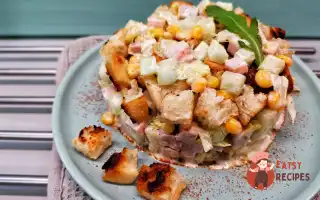 Салат З Кукурудзою Та Сухариками