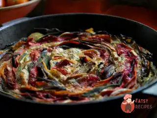 Овочева запіканка з баклажанами, солодким перцем, буряком та помідорами