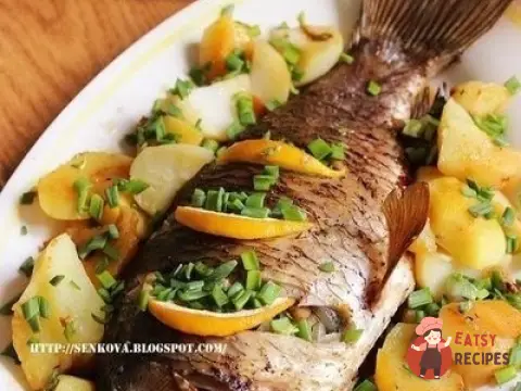 Запечений короп із грибами