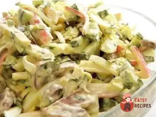 Грибний салат з крабовими паличками та огірками