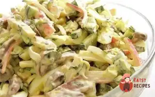 Грибний Салат З Крабовими Паличками Та Огірками