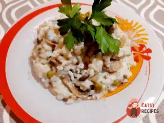 Різотто з грибами та зеленим горошком