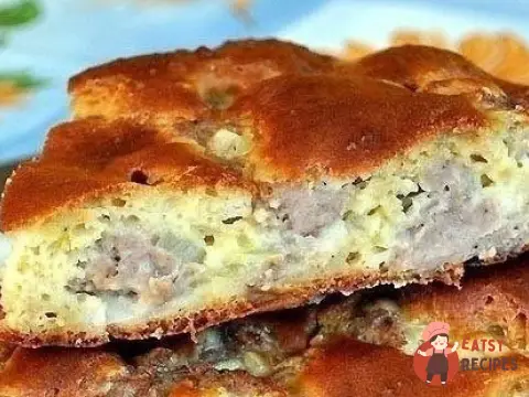 Швидкий м'ясний пиріг на тесті кефіру