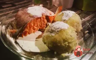 Форель, Запечена З Мелісою Та Лаймом З Гарніром Із Кульок Рису.