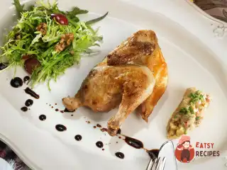 Курчата з вінегретом з качиної печінки та салатом