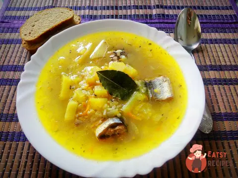 Суп із сайри з рисом