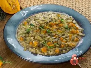 Різотто з дзавару та сочевиці з гарбузом