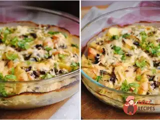 Картопляний гратен з куркою та грибами