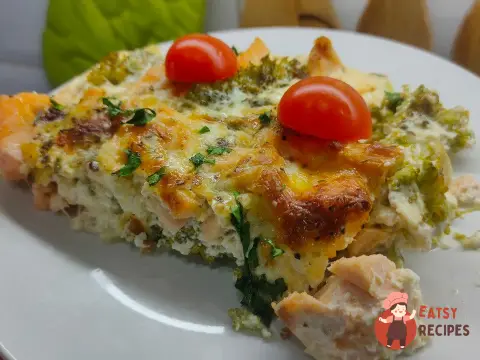Запіканка з сьомги та броколі