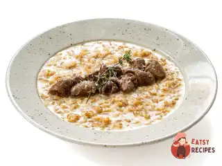 Різотто з полби з курячими серцями