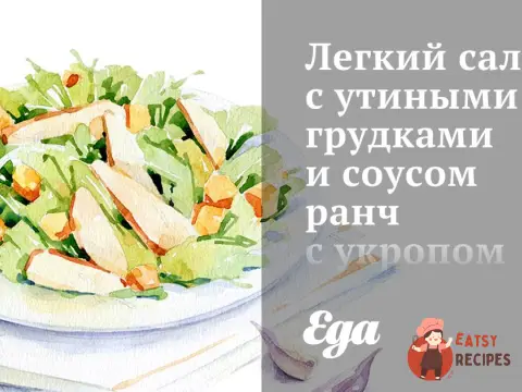 Легкий салат з качиними грудками та соусом ранч з кропом