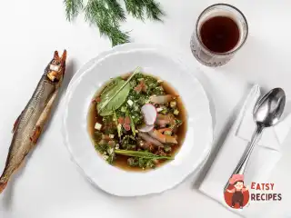 Окрошка з копченою корюшкою