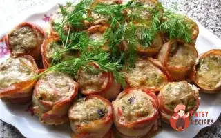 Рулетики З Фаршу З Грибами, Запечені В Беконі.