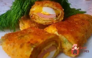 Млинці З Шинкою, Яйцями Та Сиром У Паніровці
