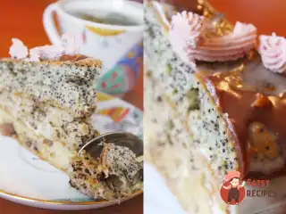 Листковий торт з маком, горіхами та родзинками