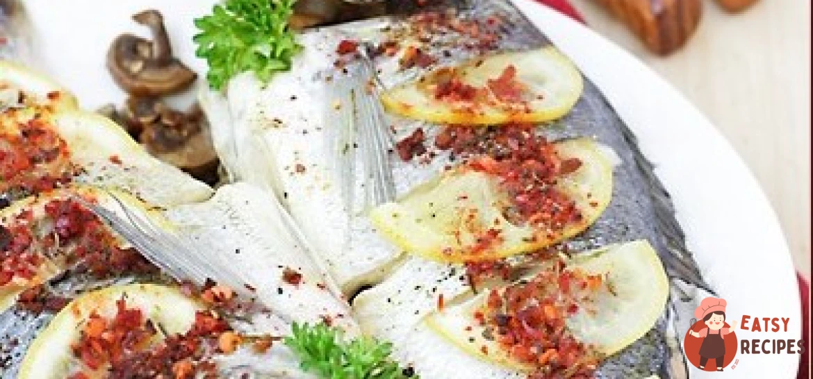 Дорада з грибами, виготовлена ​​на пару