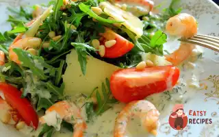 Теплий Салат Із Креветками Під Соусом Дор-Блю