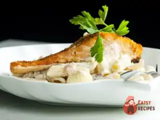 Осетрина італійською з пастою