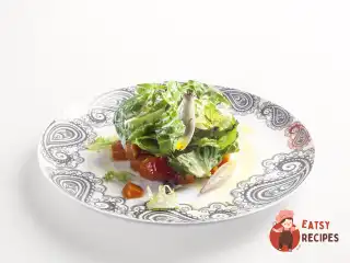 Теплий салат з бататом та помідорами конфі