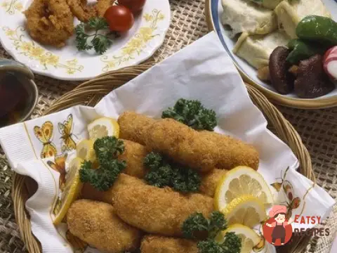 Шашлики з кальмарів у скоринці з пармезану