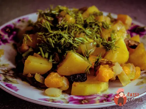 Картопля з гарбузом та грибами, запечені в рукаві (суходіння)