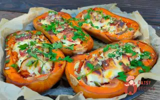 Гарбуз, Запечений Половинками, З Куркою Та Овочами
