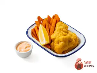 Омуль у клярі з бататом фрі