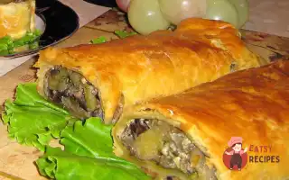 Рулет Із Листкового Тіста З Куркою Та Грибами