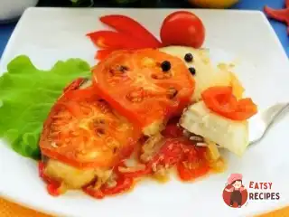 Акула, запечена з овочами