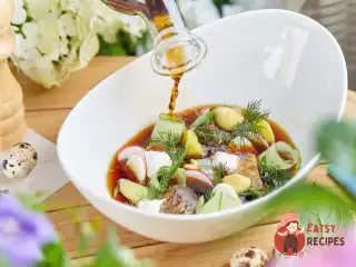 Окрошка з підкопченими карасями