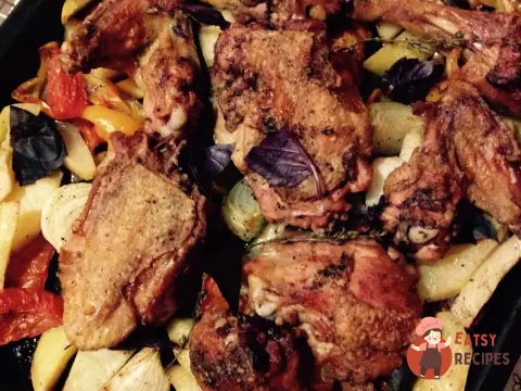 Печеня з курки з овочами