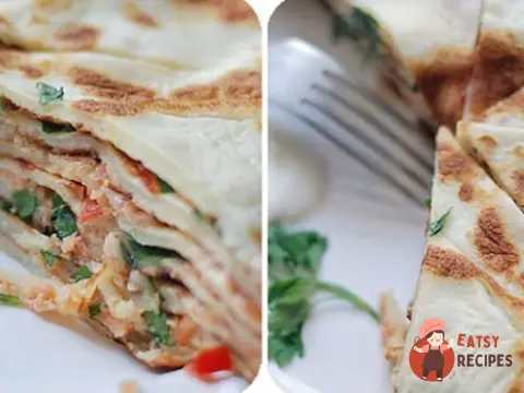Млинний пиріг з помідорами, грибами та сиром